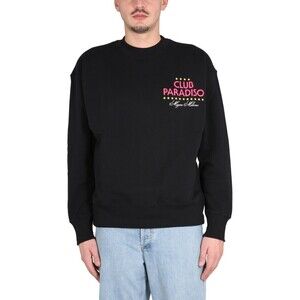 Msgm Black Sweatshirt With Front And Back Logo Print